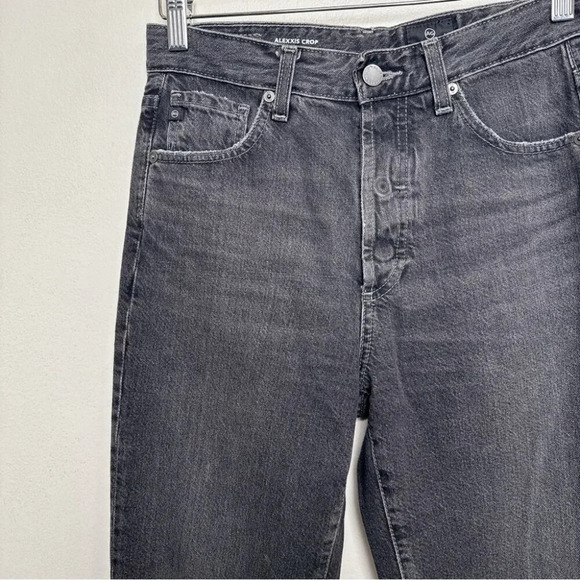 Anthropologie Womens 27 AG The Alexxis Cropped Straight Jeans Grey Wash Raw Hem - Picture 5 of 16